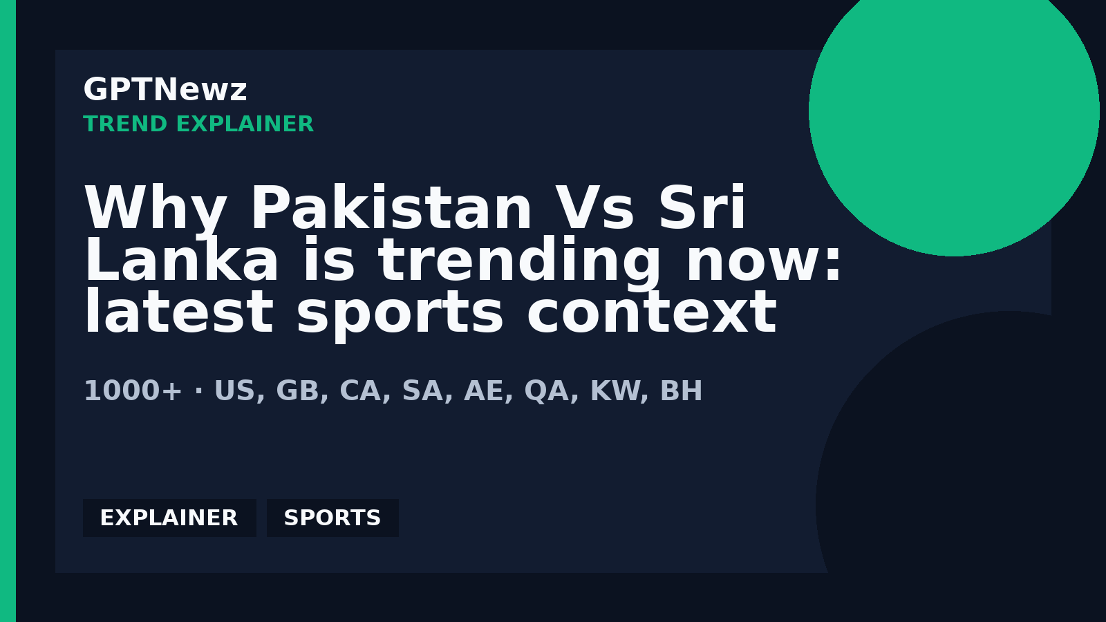 Why Pakistan Vs Sri Lanka is trending now: latest sports context | GPTNewz